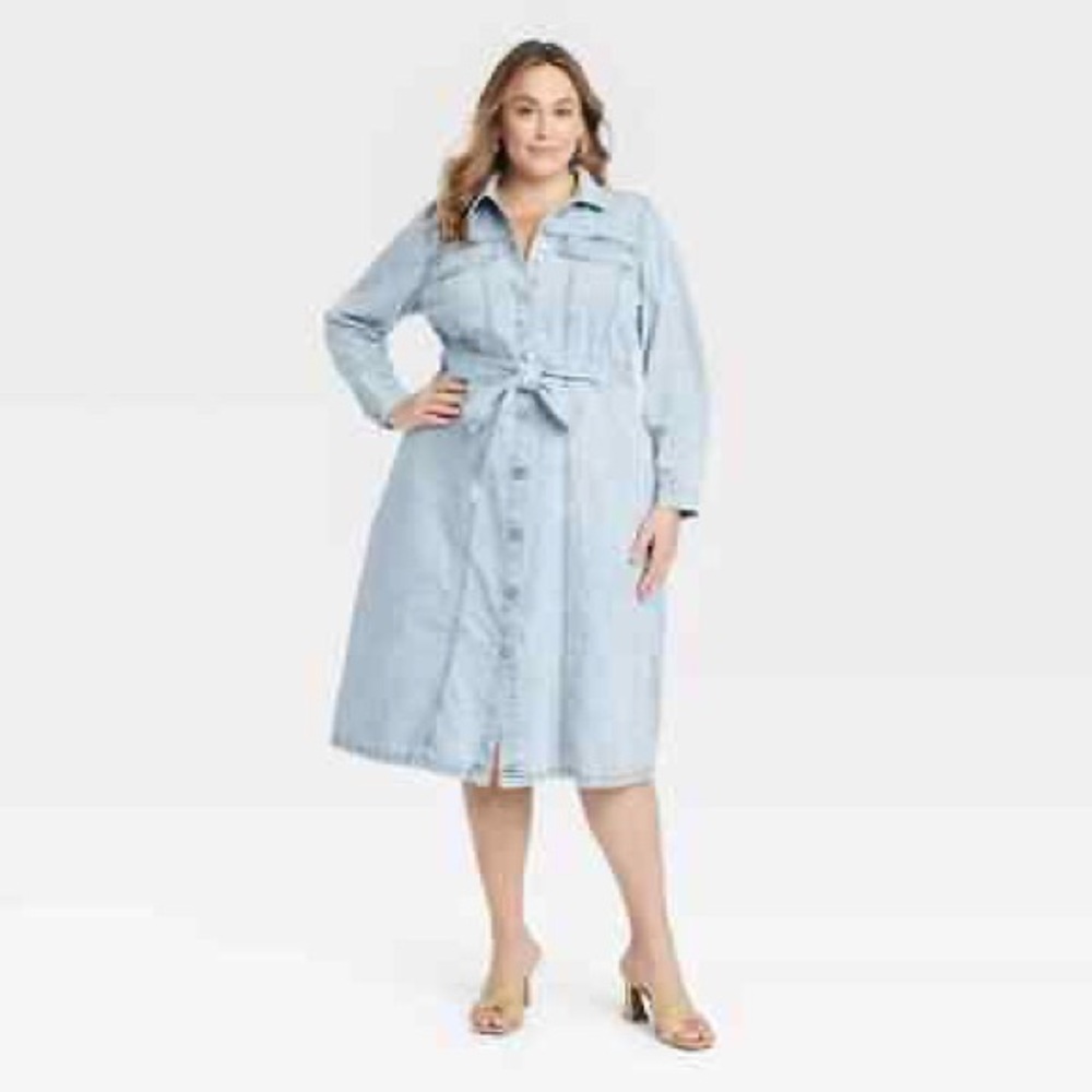 Light Blue Denim Shirt Dress